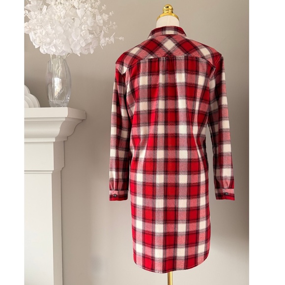 Scotch & Soda Maison Scotch Flannel Shirt Dress in Red Plaid, Sz 6 - Picture 2 of 15